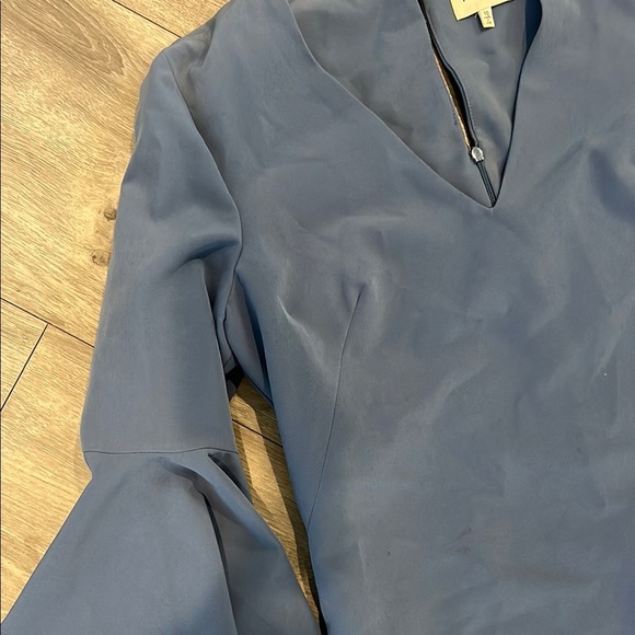 MILLY Blue Ruffled Italian Nicole Dress Sz 10 - Picture 13 of 16